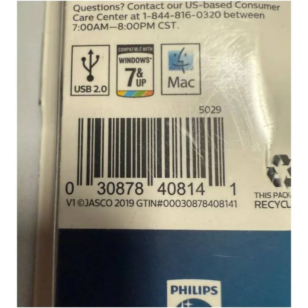 Philips 6 ft USB 2.0 A‑to‑B Device Cable 480 Mbps Printer/Scanner Cord Black